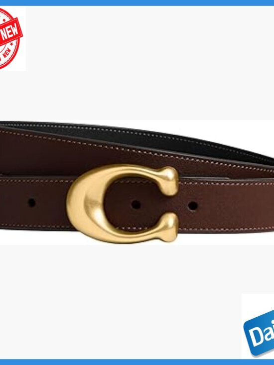 Reversible Leather Belt with C Buckle, 25mm Width, Small Size main image 5